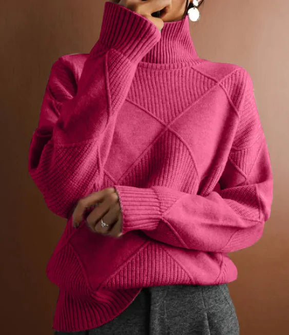 Lockerer Strickpullover mit hohem Kragen