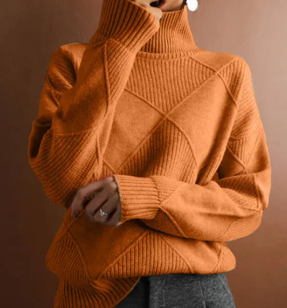 Lockerer Strickpullover mit hohem Kragen