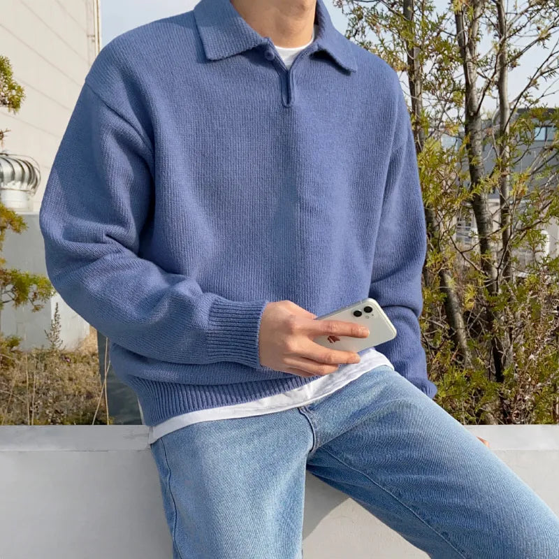 Herren-Herbstpullover Reverskragen