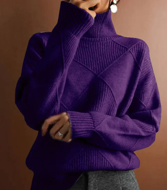 Lockerer Strickpullover mit hohem Kragen