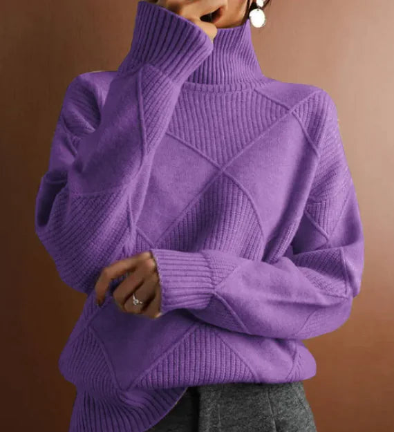 Lockerer Strickpullover mit hohem Kragen