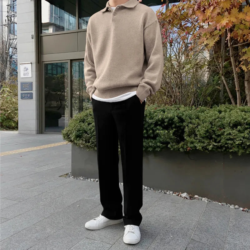Herren-Herbstpullover Reverskragen