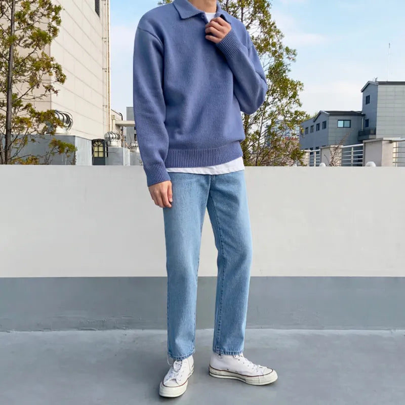 Herren-Herbstpullover Reverskragen