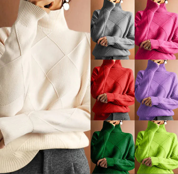 Lockerer Strickpullover mit hohem Kragen